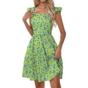 Women's Summer Dresses Casual Square Neck - Light Green